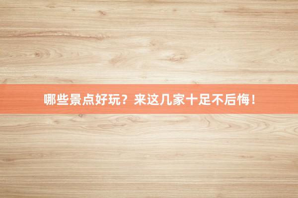 哪些景点好玩？来这几家十足不后悔！